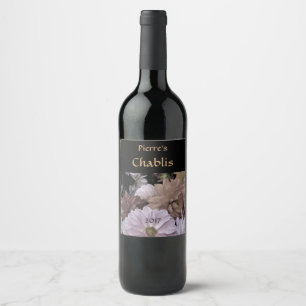 Dahlia Flower Garden Floral Abstract Wine Label