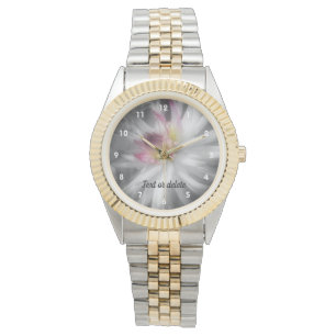 Dahlia Flower In Black And White Personalised Watch