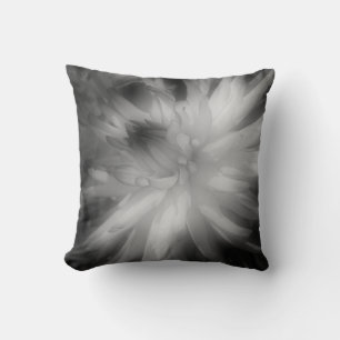 Dahlia Flower In Black And White Pillow