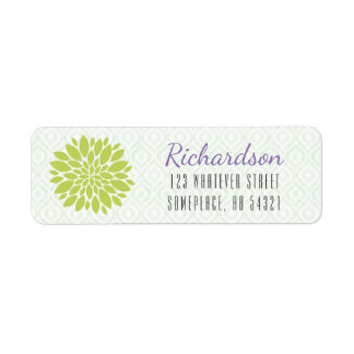 Dahlia Flower Lime Green Ikat Background Modern