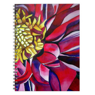 Dahlia flower original abstract watercolor art spiral notebook