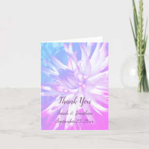 Dahlia Flower Personalised Wedding Photo Thank You Card