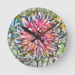 DAHLIA FLOWER ROUND CLOCK