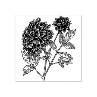 Dahlia Flower Rubber Stamp