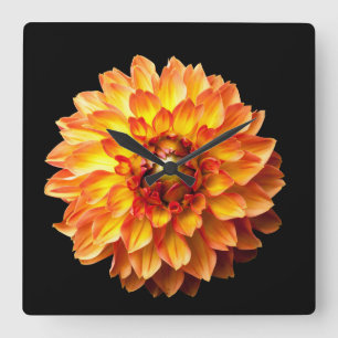 Dahlia flower square wall clock
