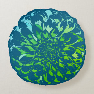 Dahlia flower teal pillow
