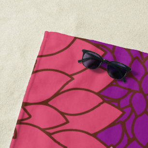 Dahlia Flowers, Colourful Flowers, Floral Pattern Beach Towel