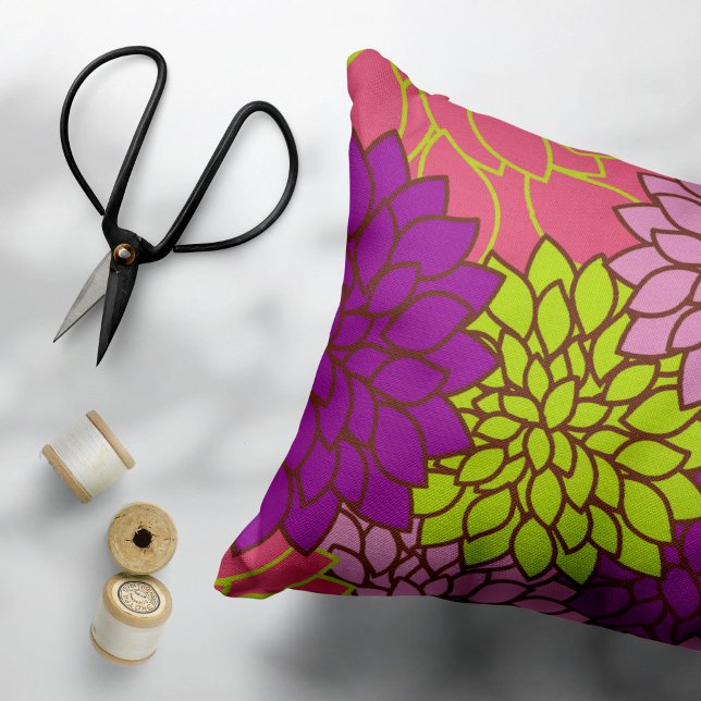 Dahlia Flowers, Colourful Flowers, Floral Pattern Decorative Cushion (Creator Uploaded)