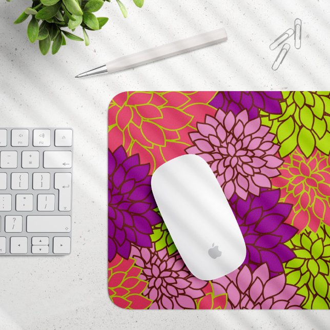 Dahlia Flowers, Colourful Flowers, Floral Pattern Mouse Pad (Creator Uploaded)