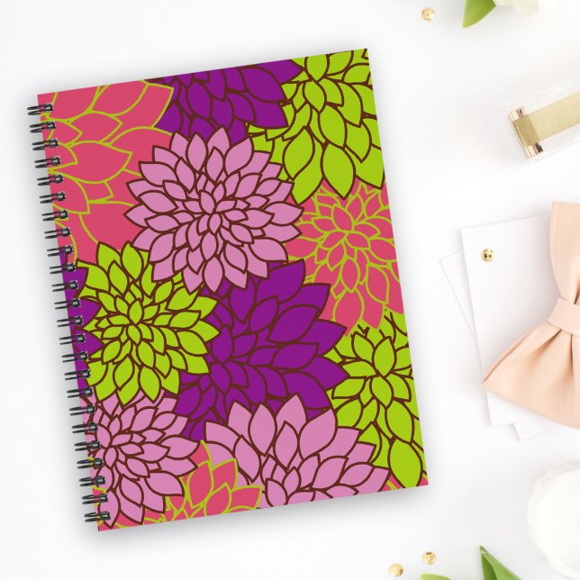 Dahlia Flowers, Colourful Flowers, Floral Pattern Notebook (Creator Uploaded)