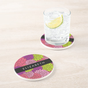 Dahlia Flowers, Colourful Flowers, Your Name Coaster