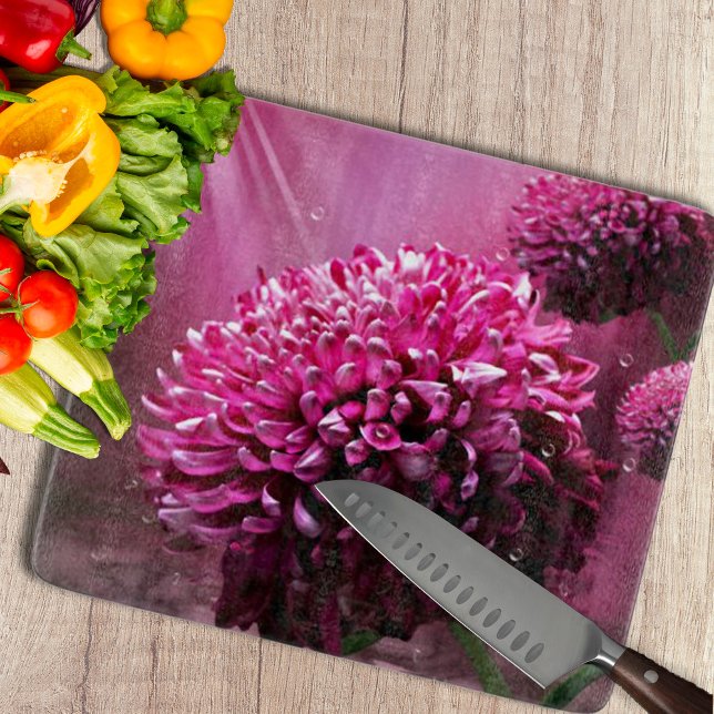 Dahlia Flowers Cutting Board (Decorative Flower Photo Cutting Board by Looly Elzayat
)