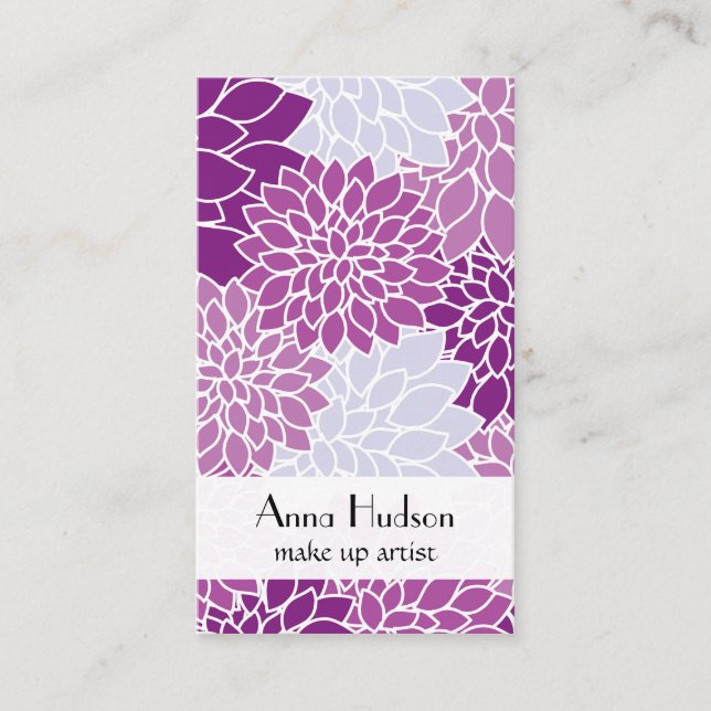 Dahlia Flowers, Floral, Floristry, Flower Shop Business Card (Front)