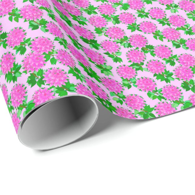 Dahlia flowers in deep pink wrapping paper (Roll Corner)