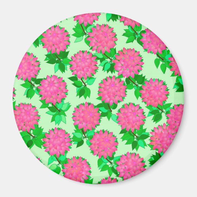 Dahlia flowers in fuchsia pink magnet (Front)