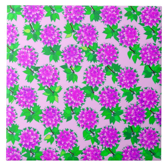 Dahlia flowers in violet and orchid tile (Front)