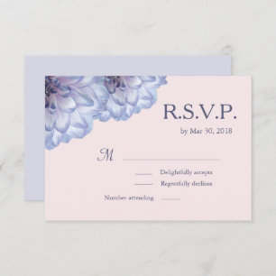 Dahlia flowers lilac blue pink floral wedding RSVP Invitation