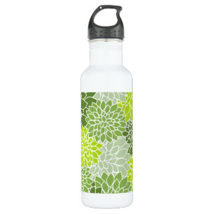 Dahlia Flowers, Pattern Of Flowers, Green Dahlia 710 Ml Water Bottle