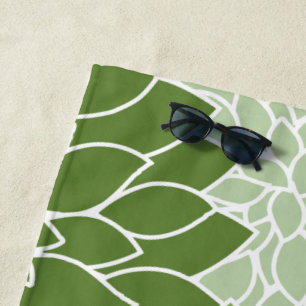 Dahlia Flowers, Pattern Of Flowers, Green Dahlia Beach Towel