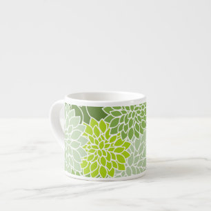 Dahlia Flowers, Pattern Of Flowers, Green Dahlia Espresso Cup