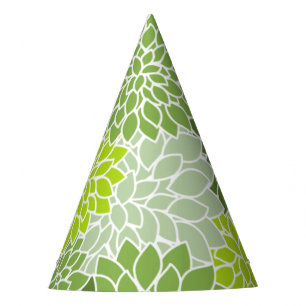 Dahlia Flowers, Pattern Of Flowers, Green Dahlia Party Hat