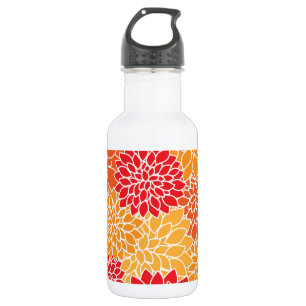 Dahlia Flowers, Pattern Of Flowers, Orange Dahlia 532 Ml Water Bottle