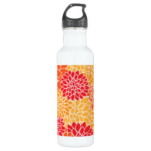 Dahlia Flowers, Pattern Of Flowers, Orange Dahlia 710 Ml Water Bottle
