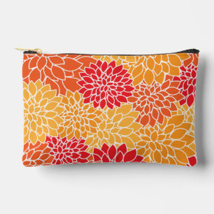 Dahlia Flowers, Pattern Of Flowers, Orange Dahlia Accessory Pouch