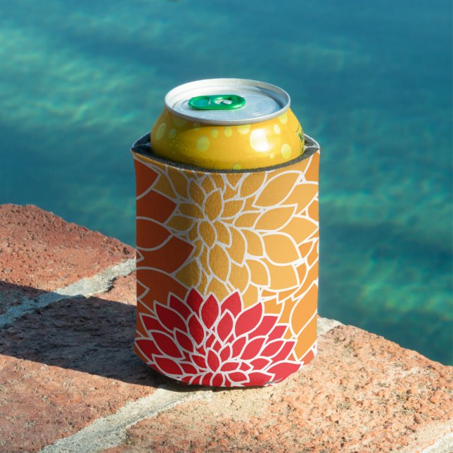 Dahlia Flowers, Pattern Of Flowers, Orange Dahlia Can Cooler (In Situ Pool)