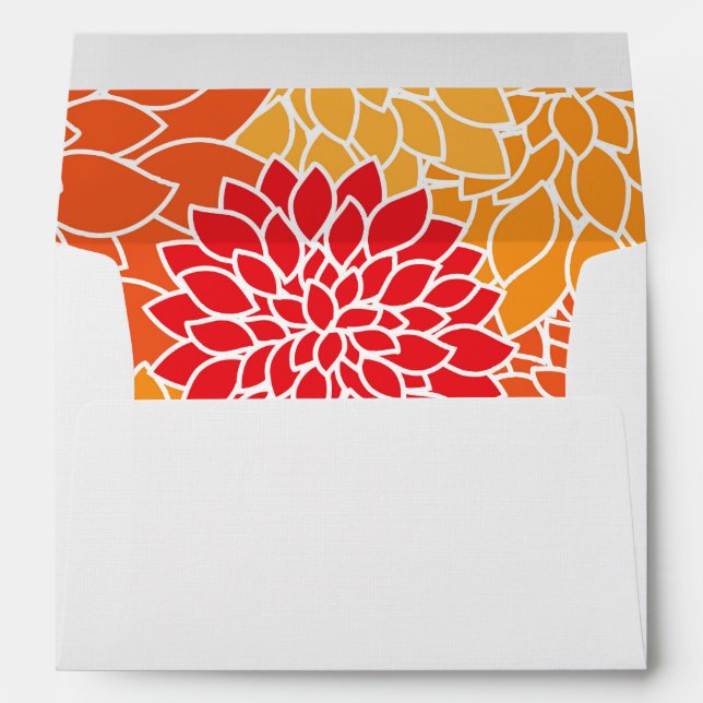 Dahlia Flowers, Pattern Of Flowers, Orange Dahlia Envelope (Back (Bottom))