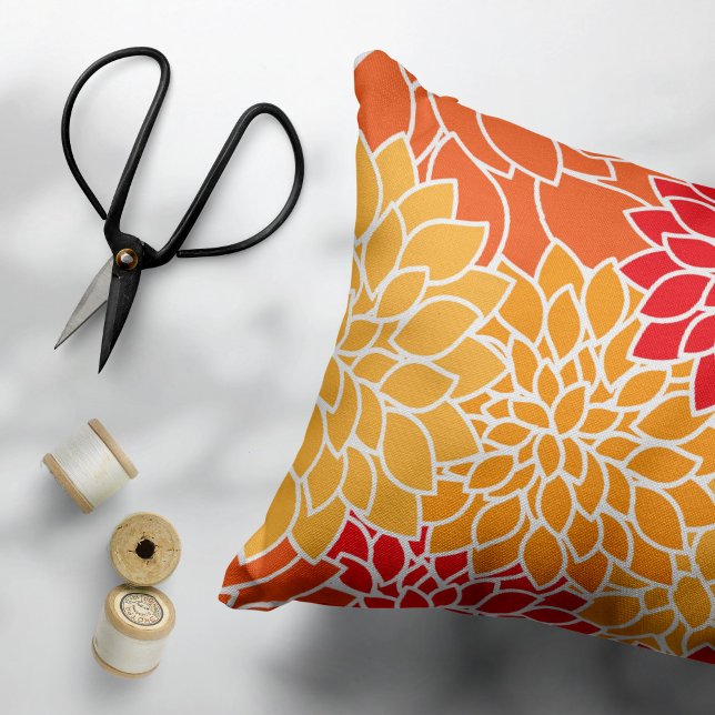 Dahlia Flowers, Pattern Of Flowers, Orange Dahlia Pillowcase (Creator Uploaded)