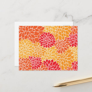 Dahlia Flowers, Pattern Of Flowers, Orange Dahlia Postcard