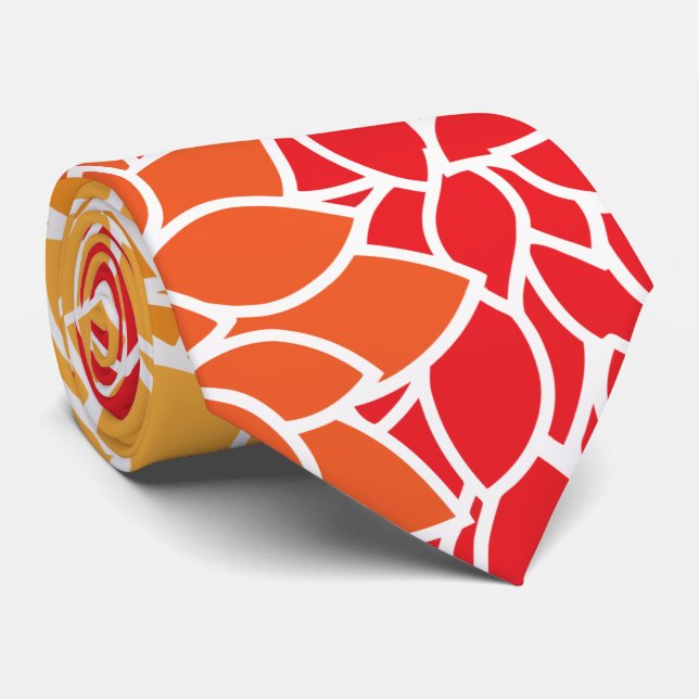 Dahlia Flowers, Pattern Of Flowers, Orange Dahlia Tie (Rolled)