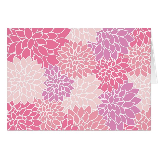 Dahlia Flowers, Pattern Of Flowers, Pink Dahlia (Front Horizontal)