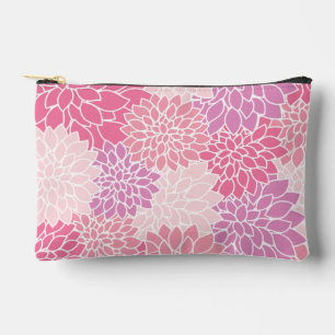 Dahlia Flowers, Pattern Of Flowers, Pink Dahlia Accessory Pouch