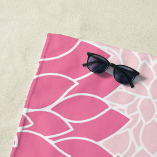 Dahlia Flowers, Pattern Of Flowers, Pink Dahlia Beach Towel
