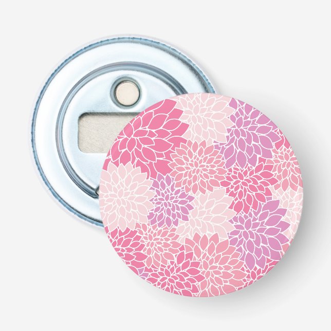 Dahlia Flowers, Pattern Of Flowers, Pink Dahlia Bottle Opener (Front)