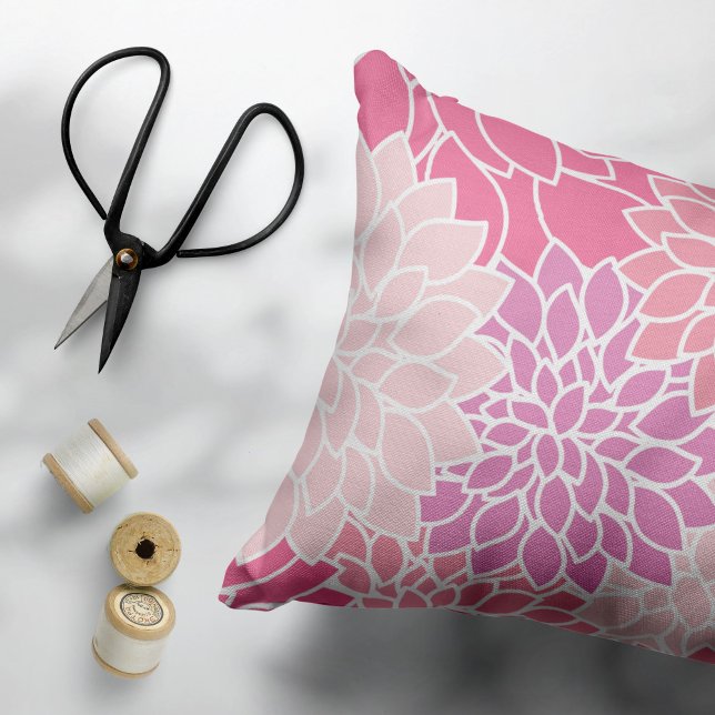 Dahlia Flowers, Pattern Of Flowers, Pink Dahlia Decorative Cushion (Creator Uploaded)