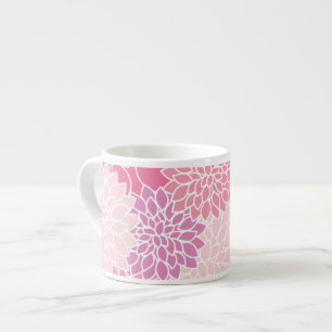 Dahlia Flowers, Pattern Of Flowers, Pink Dahlia Espresso Cup