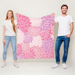 Dahlia Flowers, Pattern Of Flowers, Pink Dahlia Fleece Blanket