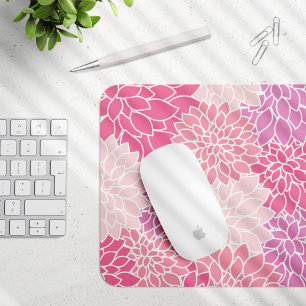 Dahlia Flowers, Pattern Of Flowers, Pink Dahlia Mouse Pad