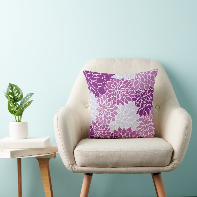 Dahlia Flowers, Pattern Of Flowers, Purple Dahlia Cushion (Chair)