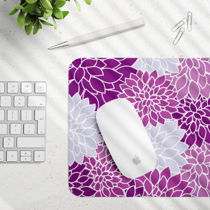 Dahlia Flowers, Pattern Of Flowers, Purple Dahlia Mouse Pad