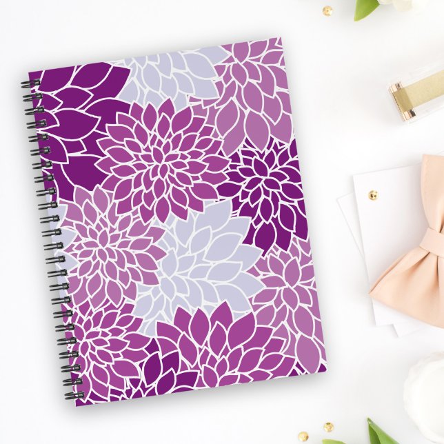Dahlia Flowers, Pattern Of Flowers, Purple Dahlia Notebook (Creator Uploaded)