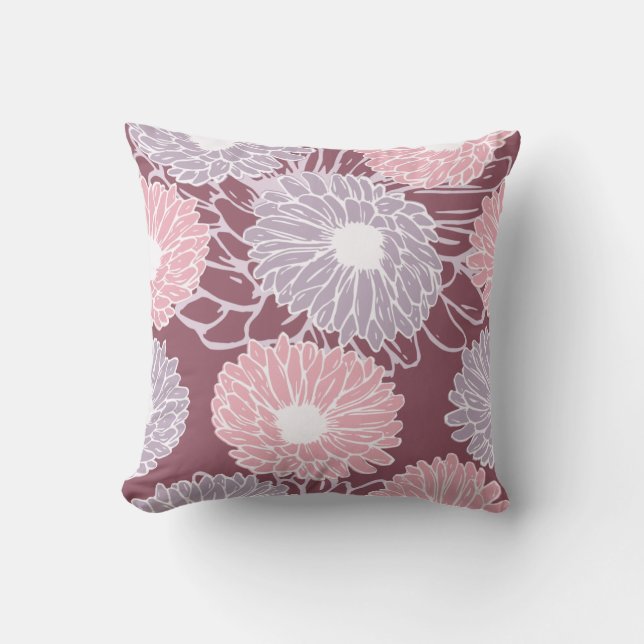 Dahlia flowers seamless pattern cushion (Front)