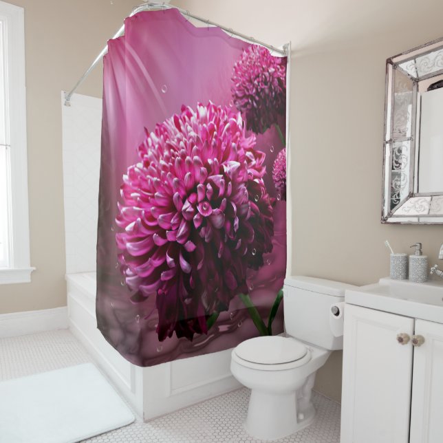 Dahlia Flowers Shower Curtain (In Situ)