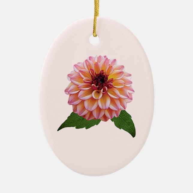 Dahlia Foxy Lady Ceramic Tree Decoration (Front)