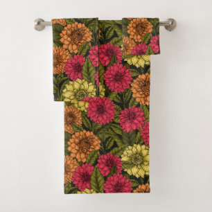 Dahlia garden bath towel set