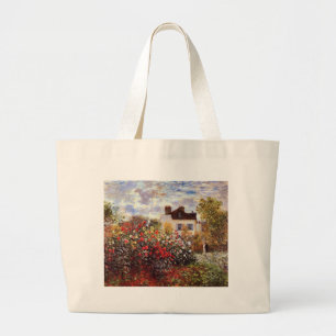 Dahlia Garden in Argenteuil Claude Monet Fine Art Large Tote Bag