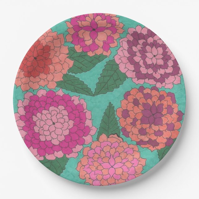 Dahlia Garden Paper Plate (Front)